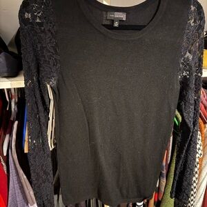 The Limited Black Top with Lace Sleeves